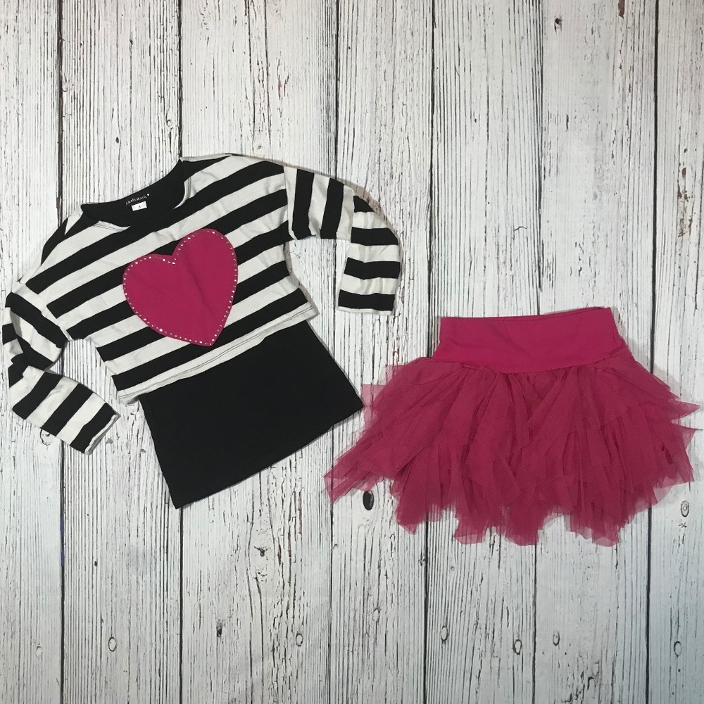 Kate Mack Girls Heart tee and Skirt Set